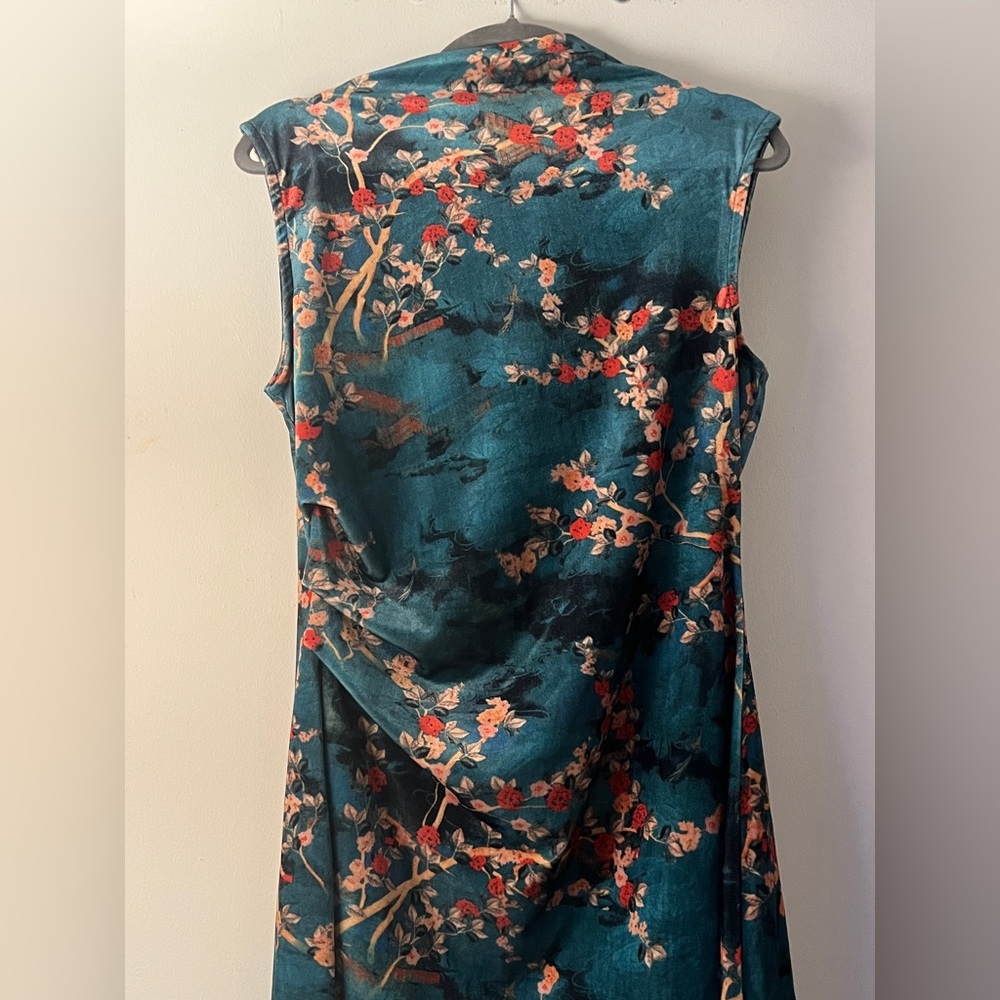 Floral velvet chinoiserie stretch knit dress